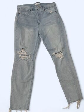 LOFT petite High Waisted Skinny Ankle Distressed Jeans